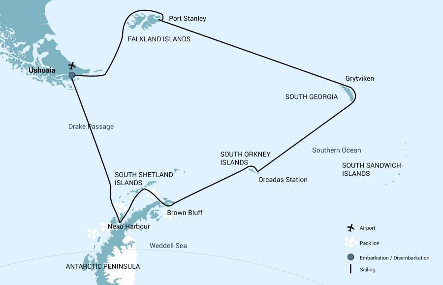  Islas Malvinas, Georgia del Sur & Antártida desde Ushuaia