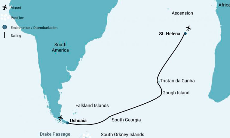  Odisea Atlántica desde Ushuaia hasta la Isla de Santa Helena<br> en el M/V Ortelius - M/V Hondius